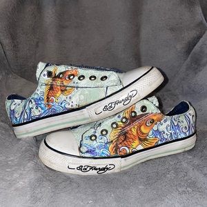 Ed Hardy blue low top sneakers
